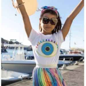 GREAT BUY Evil Eye Sequined T Shirt - BRAND NEW Sz. 10 From Lola + The Boys  23$